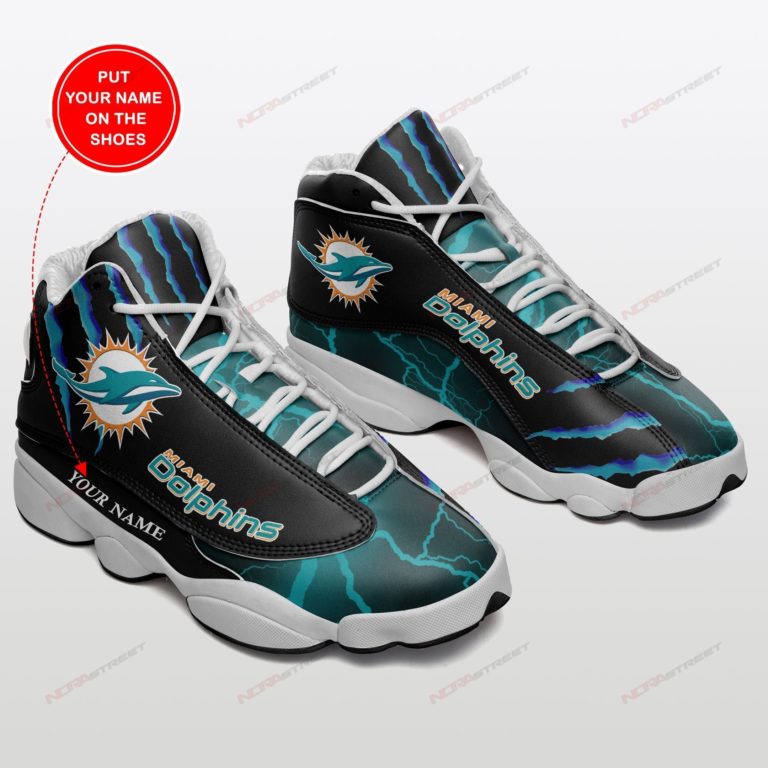 Miami Dolphins Personalized Football Air JD13 Sneakers