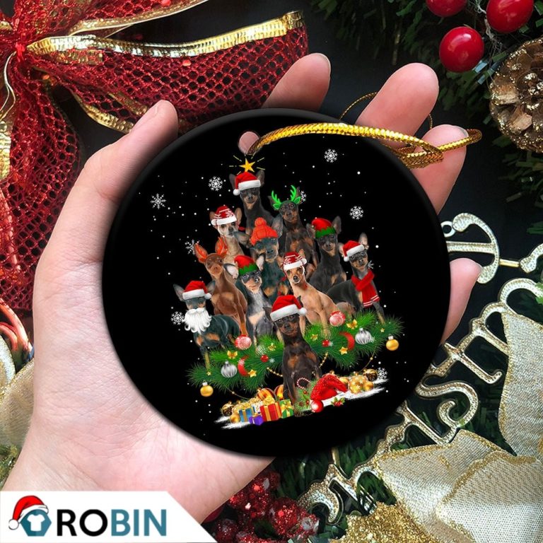 Miniature Pinscher Christmas Tree Lights Christmas Ornament