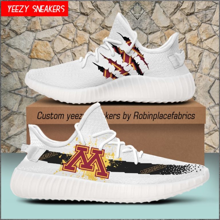 Minnesota Golden Gophers Yeezy Boost White Sneakers