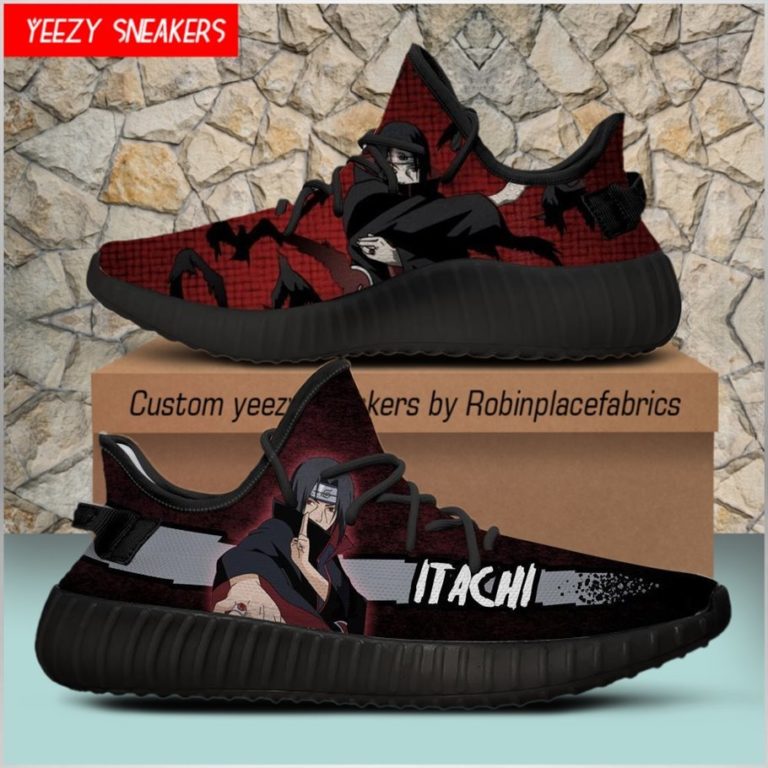 Naruto Anime Itachi Uchiha Yeezy Boost Black Sneakers