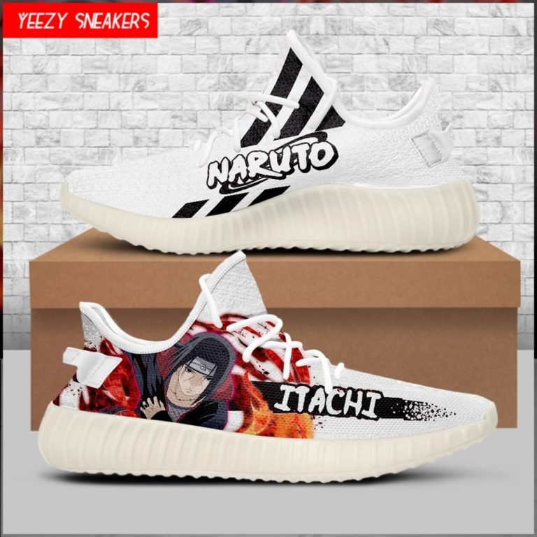 Naruto Anime Itachi Uchiha Yeezy Boost White Sneakers