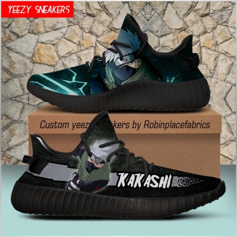 Naruto Anime Kakashi Hatake Yeezy Boost Black Sneakers