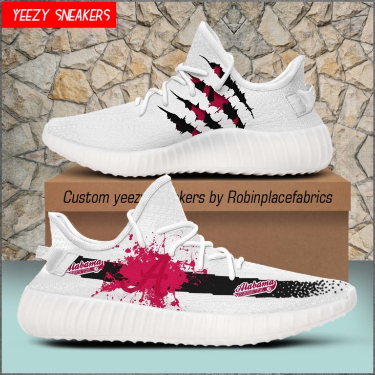 NCAA Alabama Crimson Tide Yeezy Boost White Sneakers