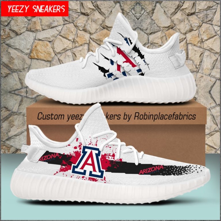 NCAA Arizona Wildcats Yeezy Boost White Sneakers