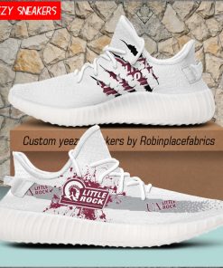 NCAA Arkansas Little Rock Trojans Yeezy Boost White Sneakers NCAA Arkansas Little Rock Trojans Yeezy Boost White Sneakers