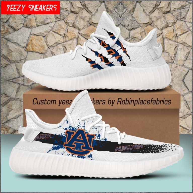 NCAA Auburn Tigers Yeezy Boost White Sneakers