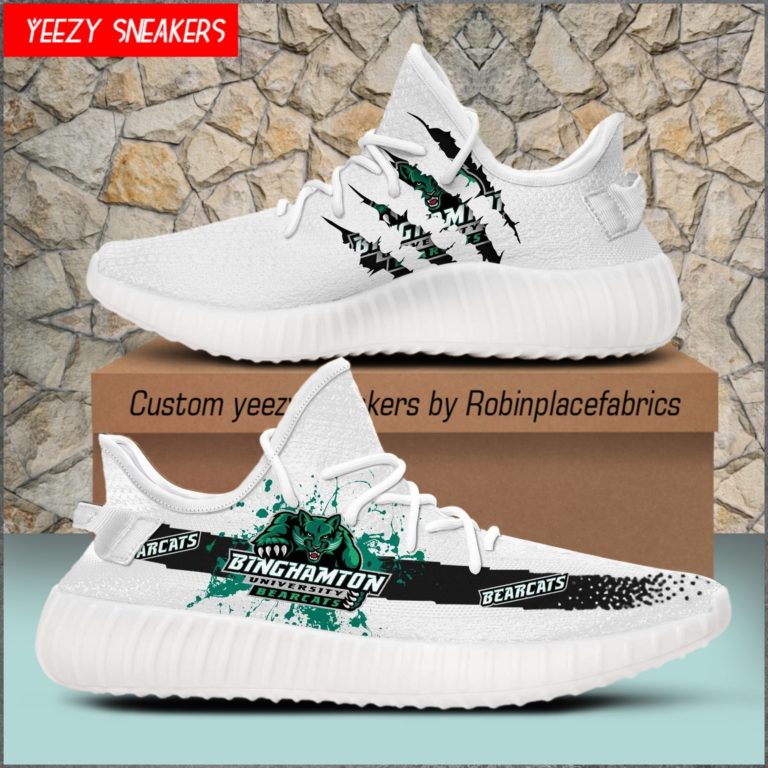 NCAA Binghamton Bearcats Yeezy Boost White Sneakers