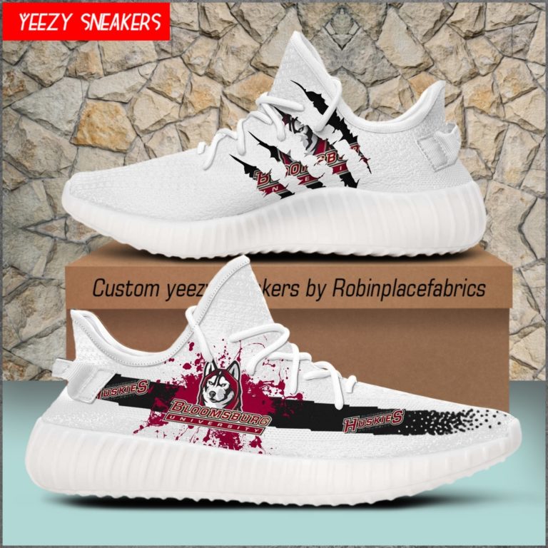 NCAA Bloomsburg Huskies Yeezy Boost White Sneakers