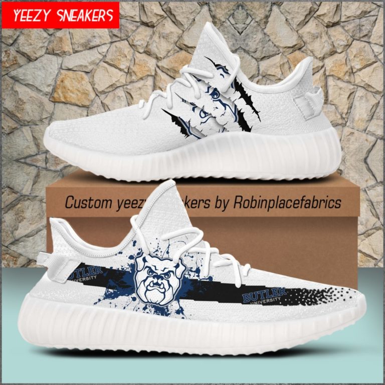 NCAA Butler Bulldogs Yeezy Boost White Sneakers