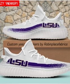NCAA LSU Tigers Yeezy Boost White Sneakers