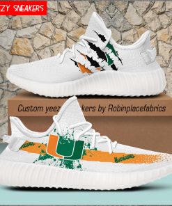 NCAA Miami Hurricanes Yeezy Boost White Sneakers