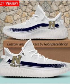 NCAA Navy Midshipmen Yeezy Boost White Sneakers