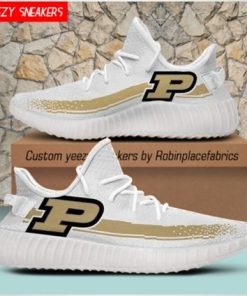 NCAA Purdue Boilermakers Yeezy Boost White Sneakers