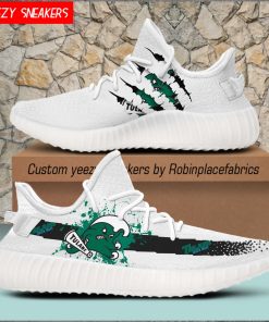 NCAA Tulane Green Wave Yeezy Boost White Sneakers