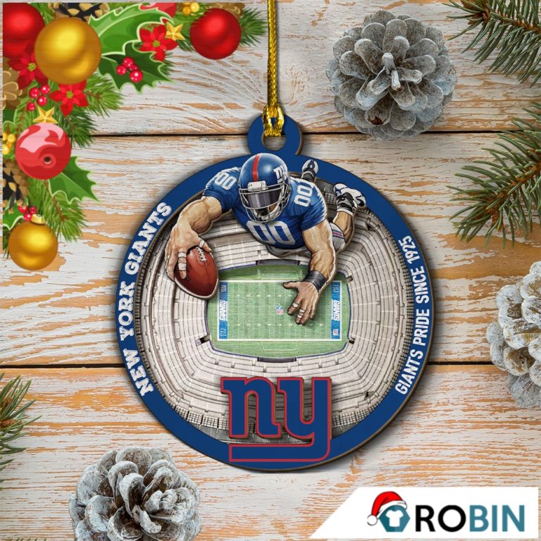 New York Giants Football Mascot 2 Layered Wood Christmas Ornament