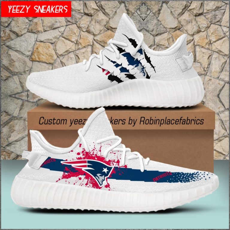 NFL New England Patriots Yeezy Boost White Sneakers