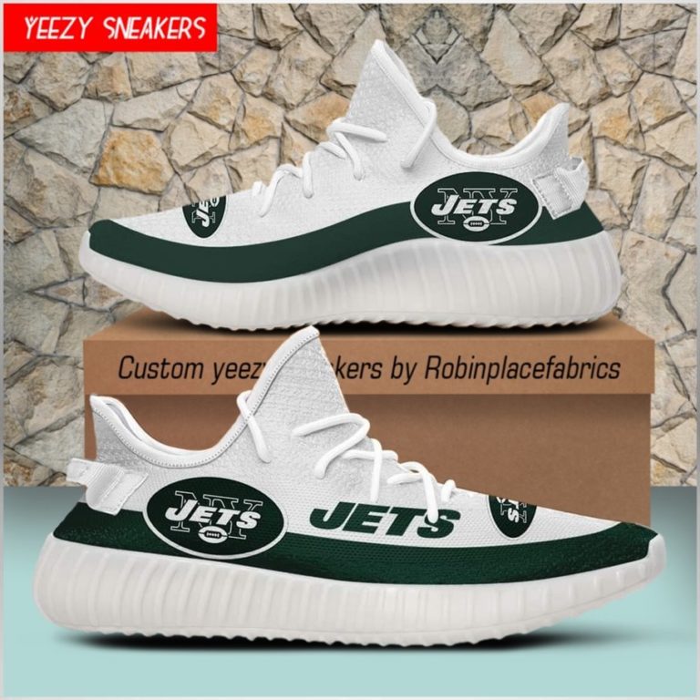NFL New York Jets Yeezy Boost White Sneakers