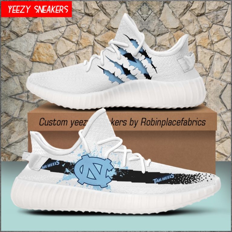 North Carolina Tar Heels Yeezy Boost White Sneakers