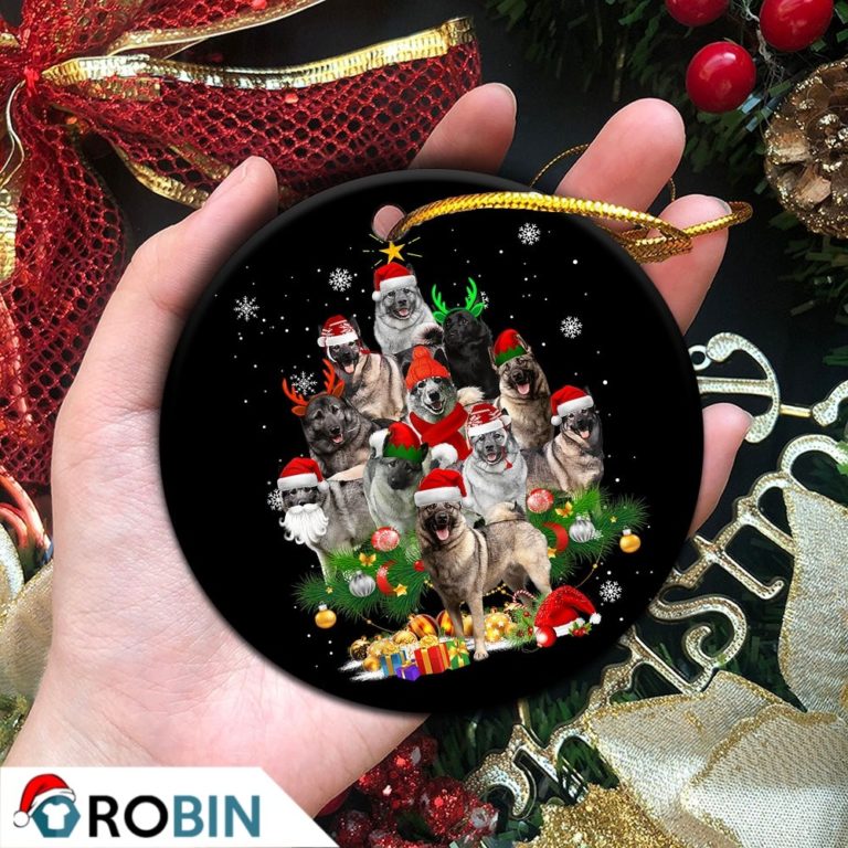 Norwegian Elkhound Christmas Tree Lights Christmas Ornament
