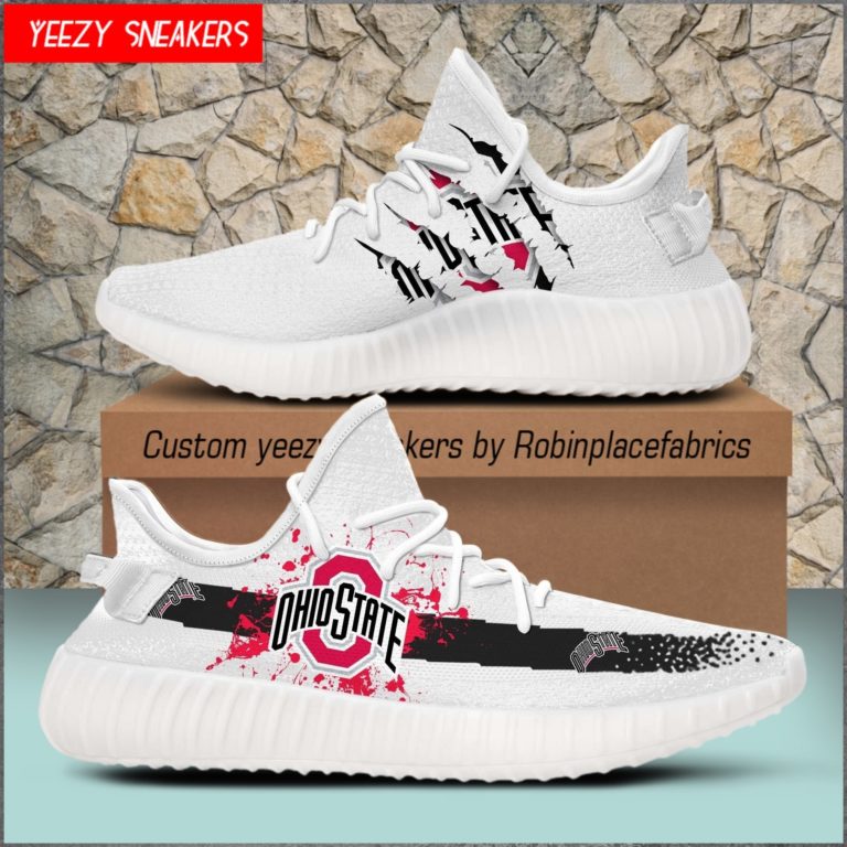 Ohio State Buckeyes Yeezy Boost White Sneakers