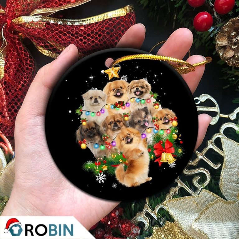 Pekingese Christmas Tree Lights Christmas Ornament