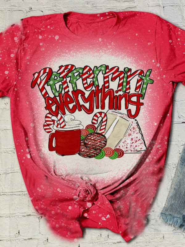 Peppermint Everything Funny Christmas Latte Candy Bleached T-Shirt
