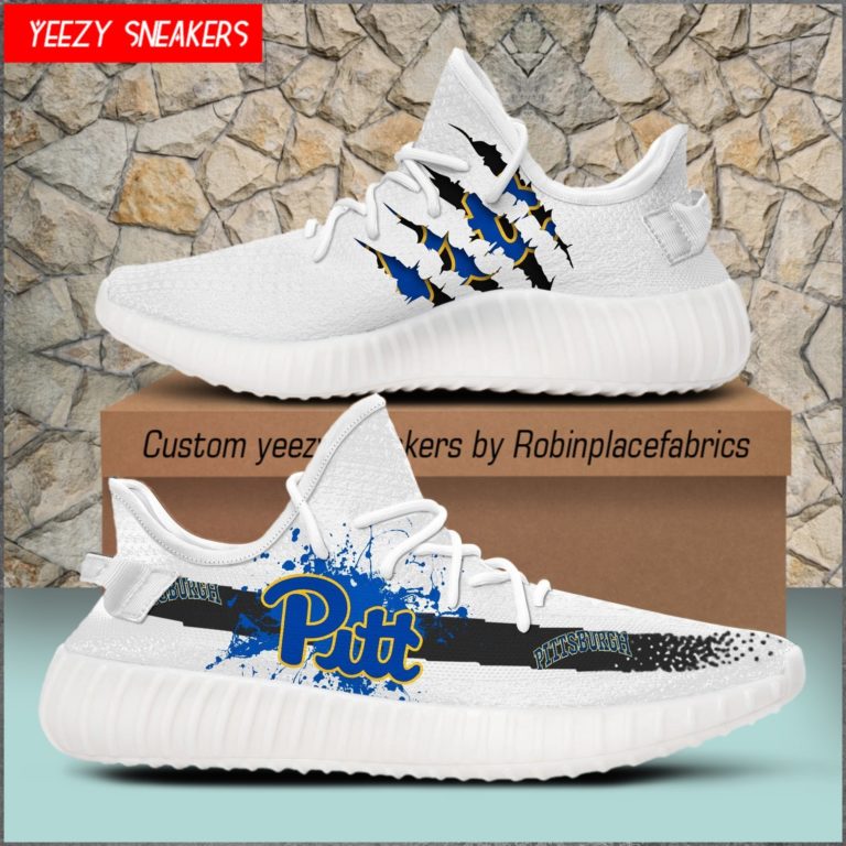 Pittsburgh Panthers Yeezy Boost White Sneakers