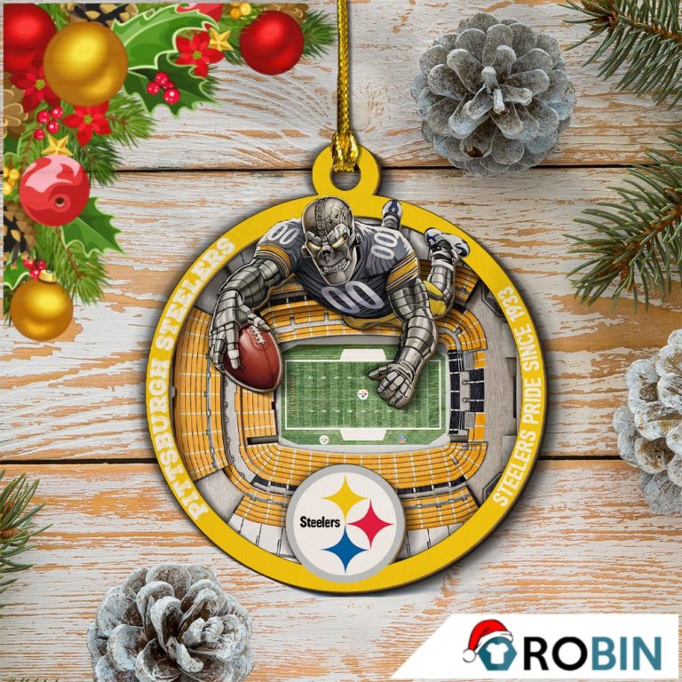 Pittsburgh Steelers Mascot 2 Layered Wood Christmas Ornament