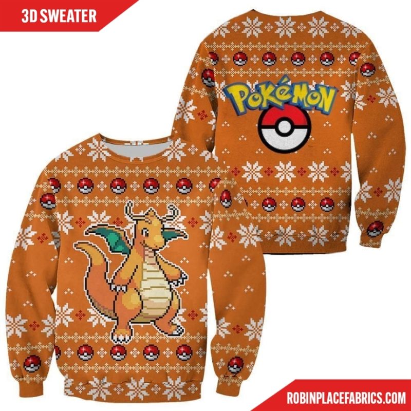 Pokemon Dragonite Ugly Christmas Sweater Custom Xmas Gift
