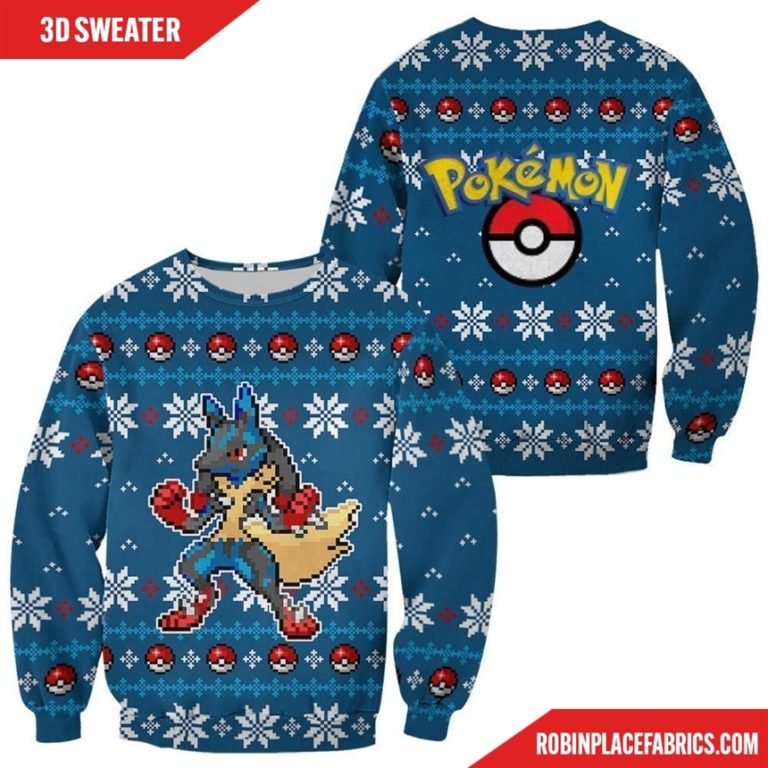 Pokemon Ugly Christmas Sweater Custom Lucario Xmas Gift Clothes