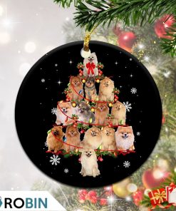 Pomeranian Dog Christmas Tree Lights Christmas Ornament
