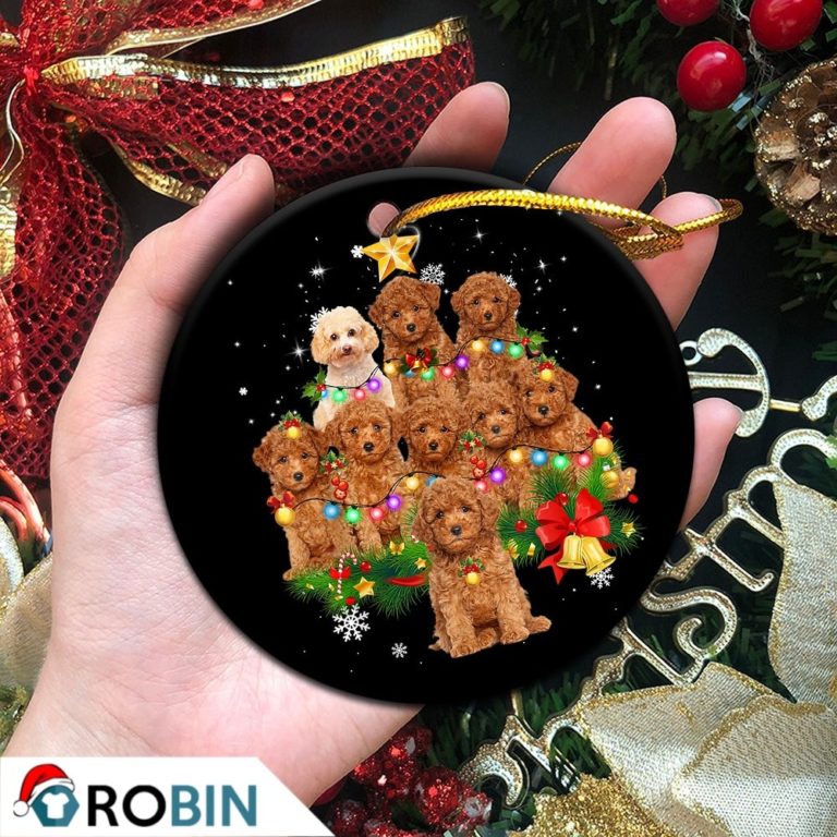 Poodle Christmas Tree Lights Christmas Ornament