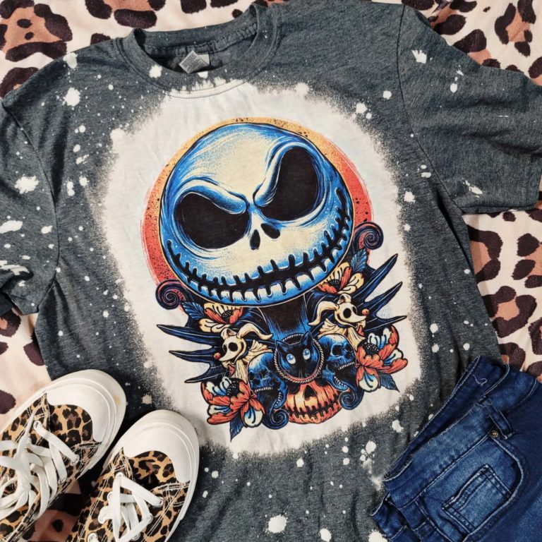 Pumpkin Jack Skeleton Nightmare Bleached T-Shirt