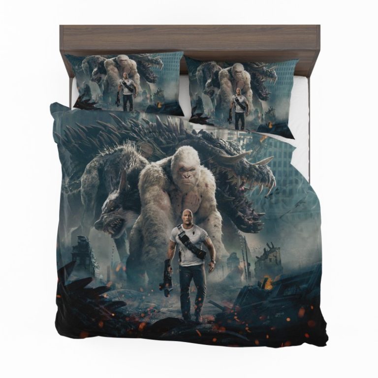 Rampage Dwayne Johnson White Gorilla Bedding Set (Duvet cover and Pillow Case)