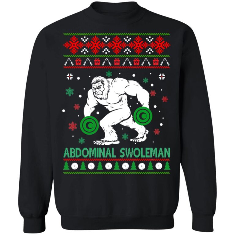 Abdominal Swoleman Bigfoot Gym Christmas sweater