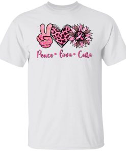 Breast cancer peace love cure shirt