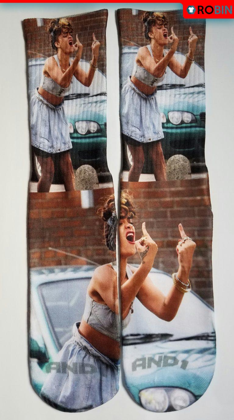 Rihanna middle finger socks