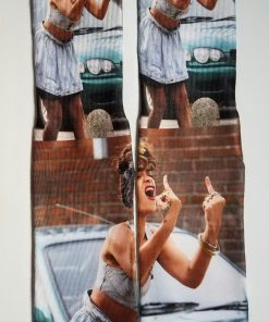 Rihanna middle finger socks