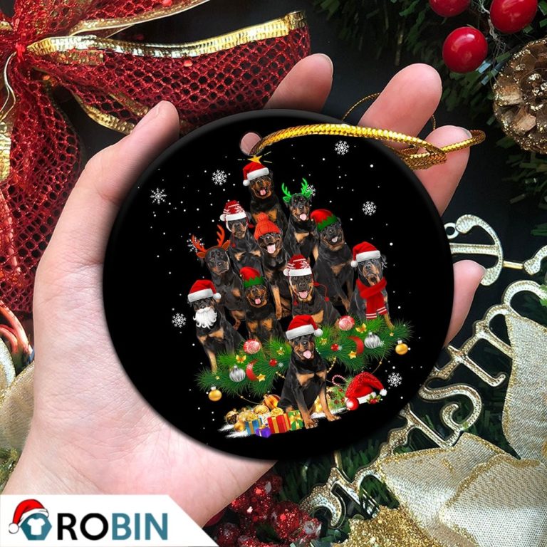 Rottweiler Christmas Tree Lights Christmas Ornament