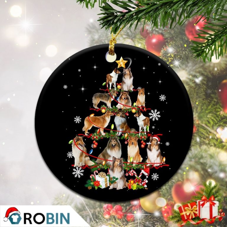 Rough Collie Christmas Tree Lights Christmas Ornament