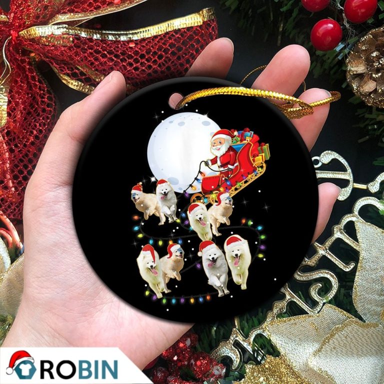 Samoyed Christmas Santa Sleigh Christmas Ornament