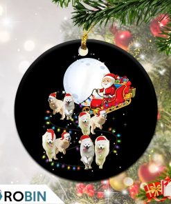 Samoyed Christmas Santa Sleigh Christmas Ornament