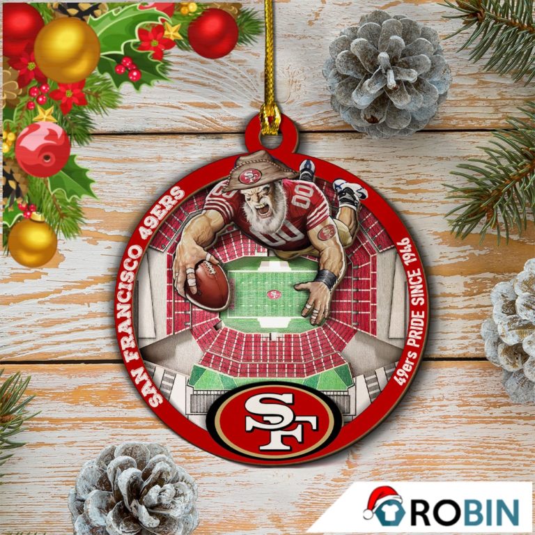 San Francisco 49ers Mascot 2 Layered Wood Christmas Ornament