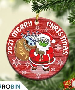Santa Claus and Vaccine Funny Christmas 2021 Ornaments Pandemic holiday