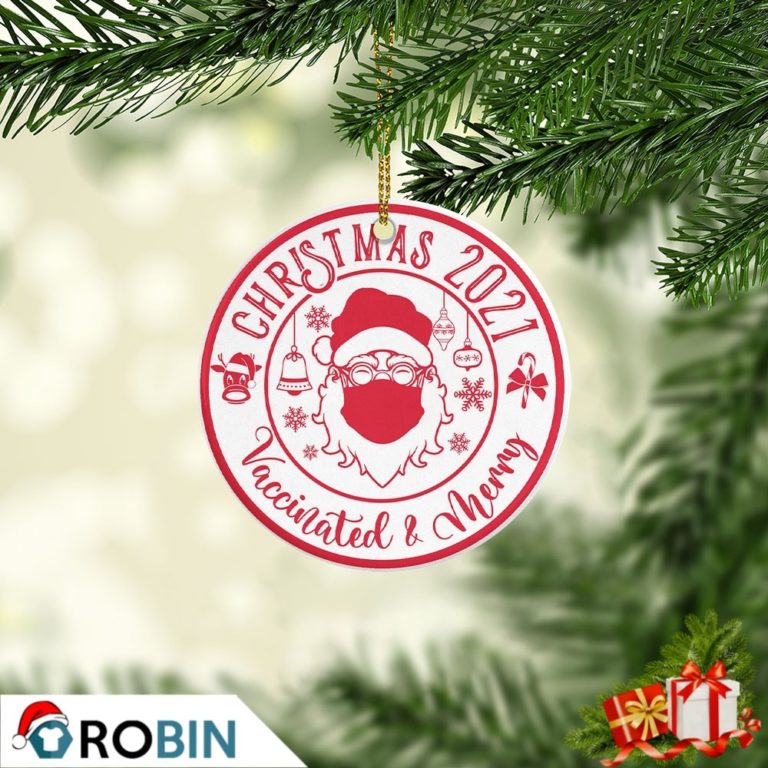 Santa Clause Christmas Vaccinated and Merry Ornament Christmas Decorations