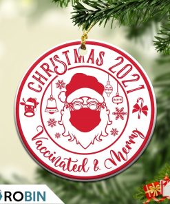 Santa Clause Christmas Vaccinated and Merry Ornament Christmas Decorations