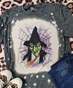 Scary Ugly Green Witch Bleached T-Shirt