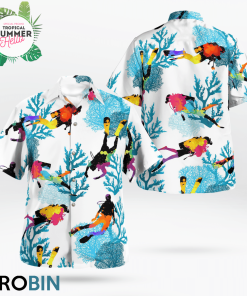 Scuba Diving Hawaiian Shirts, Casual Button Down Short Sleeve Shirt