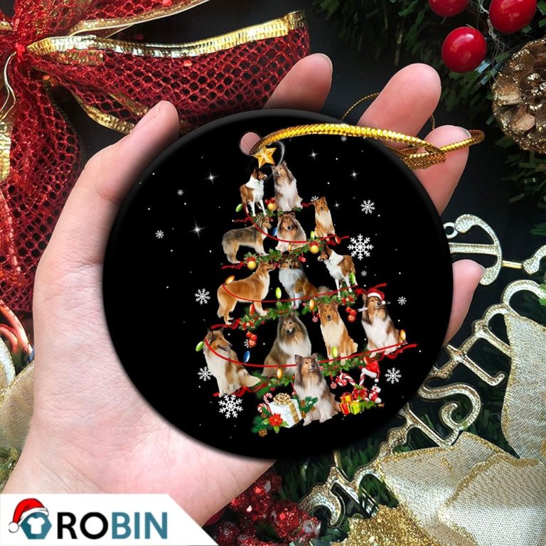 Sheltie Dog Christmas Tree Lights Christmas Ornament