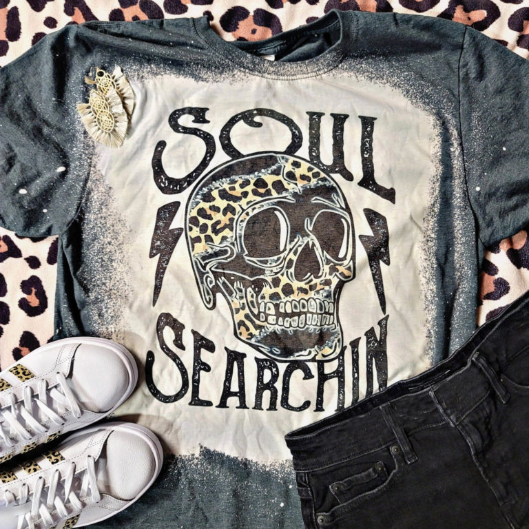Skull Soul Searchin Bleached T-Shirt